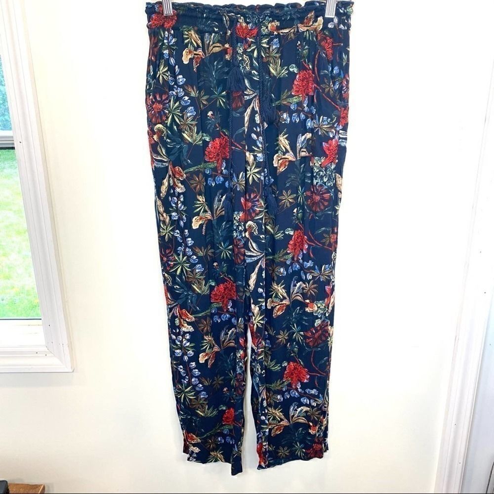 New Direction navy floral boho wide leg pants‎